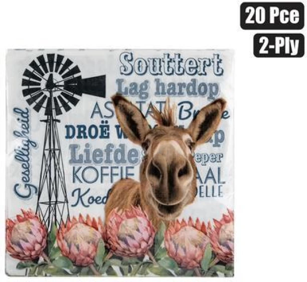General Merchandise Serviettes 2ply 33cm 20pc afrikaans White Paper Napkins