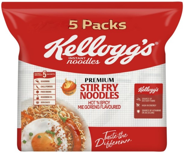 Kellogg's Hot 'n Spicy Mie Goreng Flavoured Premium Stir Fry Instant Noodles
