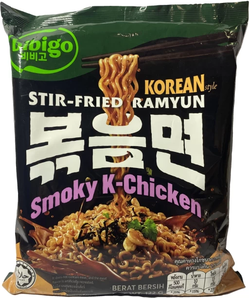 Bibigo Korean Stir-Fried Ramyun Noodles - Smoky K-Chicken 122g - Case Instant Noodles