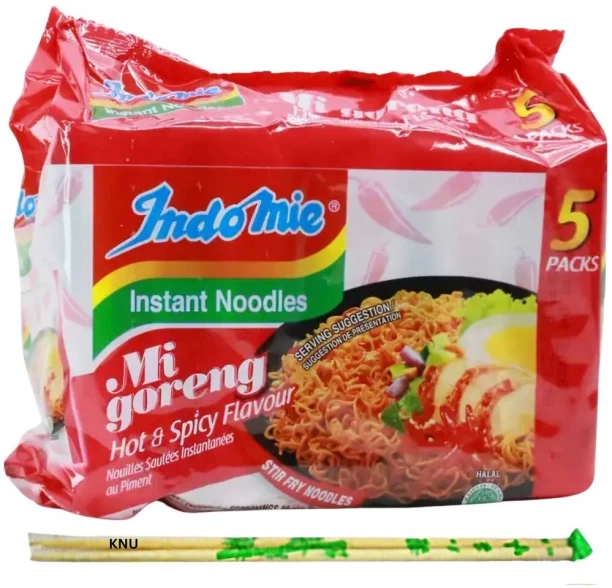 INDOMIE Hot & Spicy Instant Noodles - 80g x 5 Packs of Bold Flavor Instant Noodles