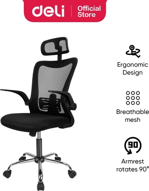 Deli Office Chair with headrest Office Adjustable Arm Chair