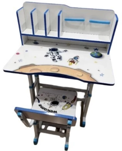 Premium Wooden Multi Functional Kids Study Table for Students, Hight Adjustable Desk and Chair Set with Bookholder, and Book Storage Compartments, Study Table