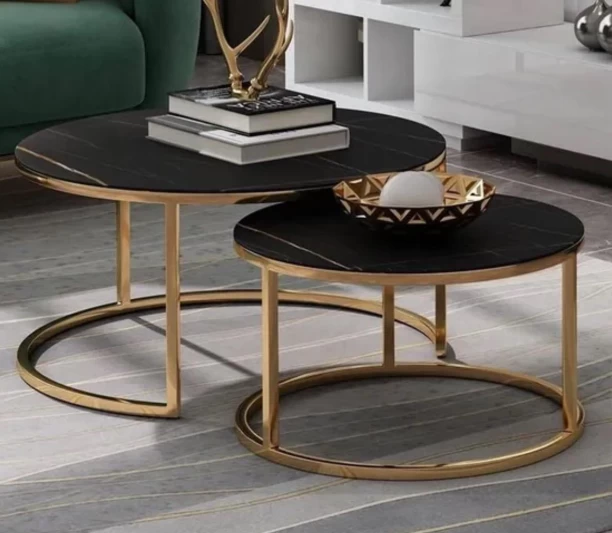 The Green Bliss Boutique NESTING ROUND COFFEE TABLE Multipurpose Table