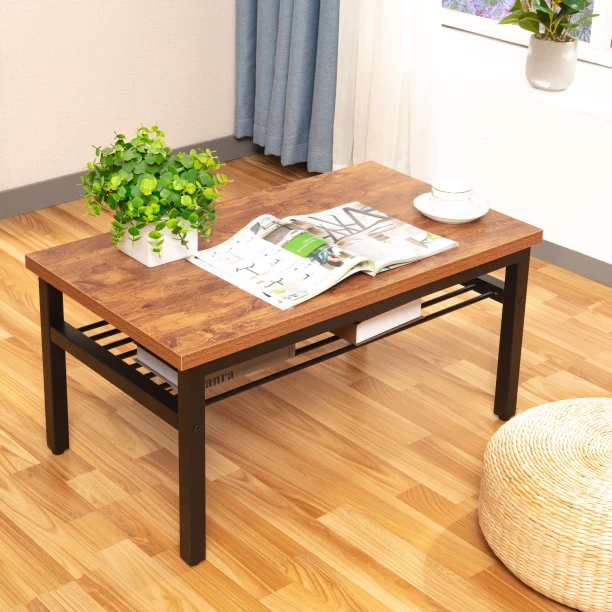 Creative Deco JAVA Modern Coffee Table - 80cm x 45cm - Natural Earth Brown Multipurpose Table