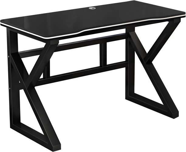 NOVOGRACZ Gaming and Office Desk - Black with White Trim - 100cm Office Table