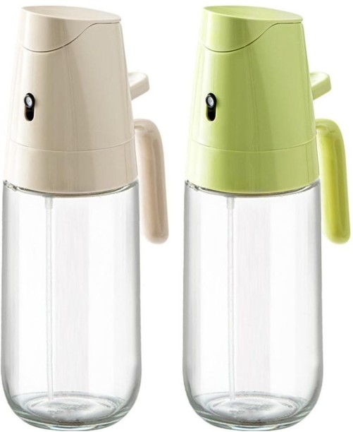 Chenshia Olive Oil Sprayer and Pourer Set Glass Bottle BPA Free Plastic Portion Control 500 ml Cooking Oil Sprayer
