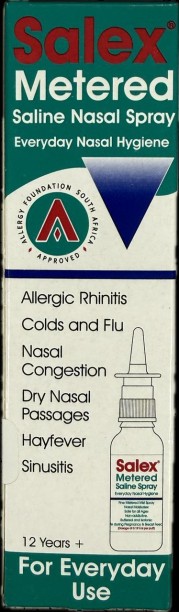 Salex Metered Saline Nasal - Allergic Rhinitis, Colds & Flu, Nasal Congestion, Dry Nasal Passages, Hayfever & Sinusitis (12 Yrs+) Spray