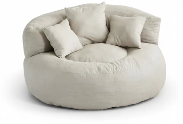 Maisonware Outdoor Waterproof Round Sofa with 3 Pillows Fabric Lounge Chair
