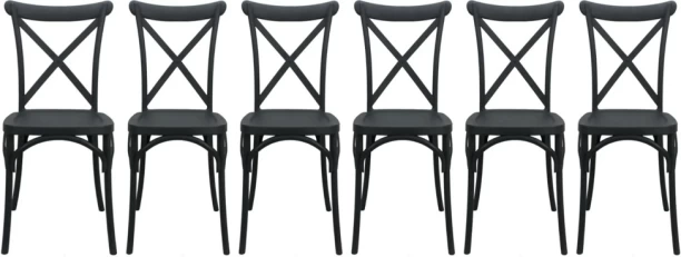 EverythingMART 6x Black Heavy duty Crossback chairs for Indoor/Outdoor/Weddings/Restaurants/Hotels/Events Plastic Lounge Chair