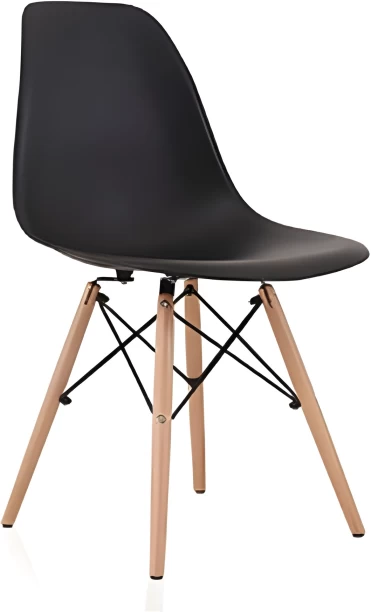 SMTE 503 Retro Chair - Black Solid Wood Cafeteria Chair
