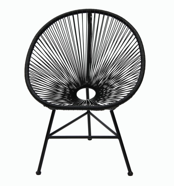 Fine Living Acapulco Chair - Black Rope Wicker Chair
