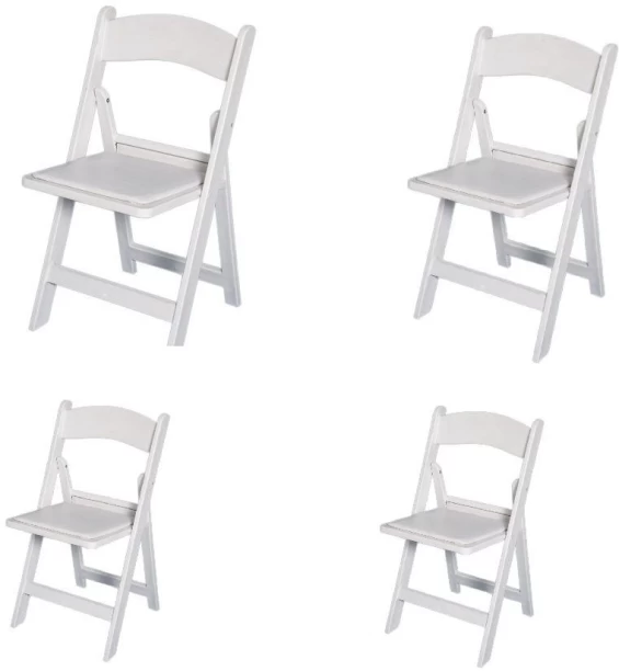 WGYI Wimbledon Chair (Resin) 4 Pack - White Plastic Folding Chair