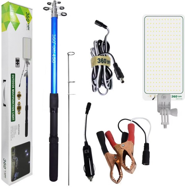 Generic 360° Outdoor Multifunctional Fishing Camping Led Light With Remote Control And Telescopic Pole Flood Light Outdoor Lamp