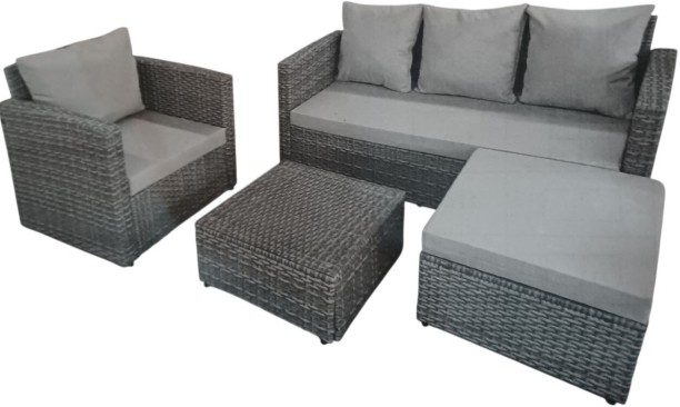 SMTE Outdoor Rattan Sofa Set Polycotton 3 Seater  Sofa