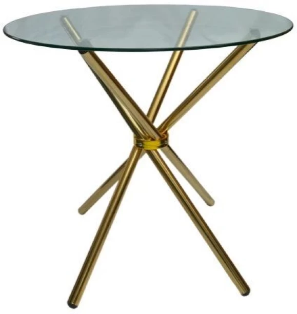 SMTE 80cm 4 Seater Round Glass Table - Gold Legs Coffee Table
