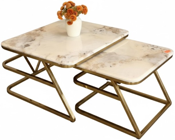 Premium Gold Stainless Steel Base, Living Room Center Table, Coffee Table Set for Home & Office Decor Coffee Table