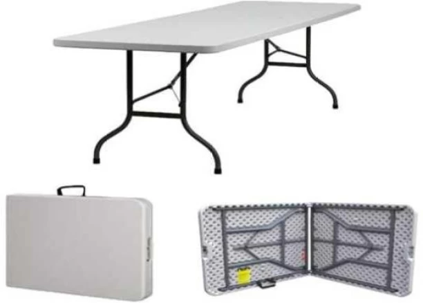 Generic Folding Table Foldable Table Banquet Surface Fold-in-Half Desk Utility for Working Meeting Parties, Picnic, Camping, Weddings, Catering, Garden Dining Grey Folding Table