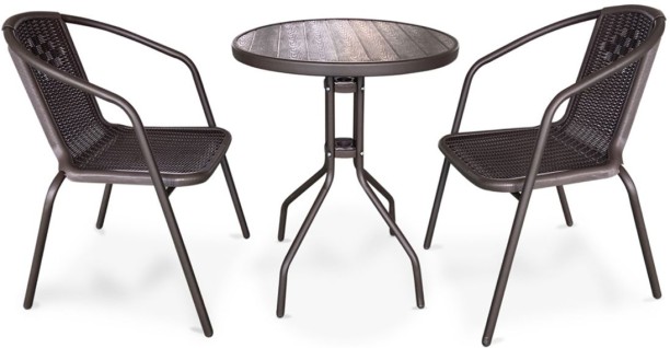 Anchor Bistro Outdoor Patio Table Rattan Arm Rest Chair Set Rust Resistant Patio Dining Table