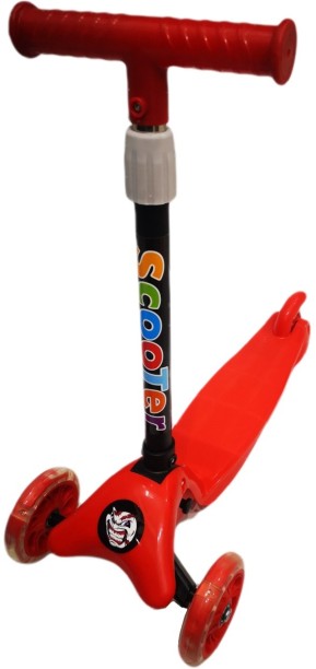 Umlozi Kids T-Bar Scooter- with Brake and Light Up Wheels - Red Scooters