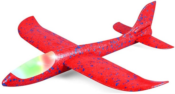 Umlozi Glider Throw Foam Airplane Large Throwing Foam Plane with Lights - Red