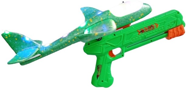 Umlozi Airplane Foam Glider & Gun Launcher - 2 Flight Modes - Green