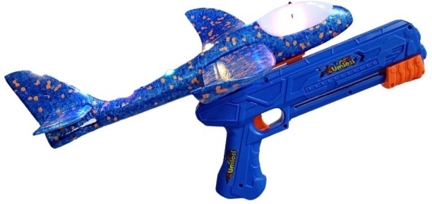 Umlozi Airplane Foam Glider & Gun Launcher - 2 Flight Modes - Blue