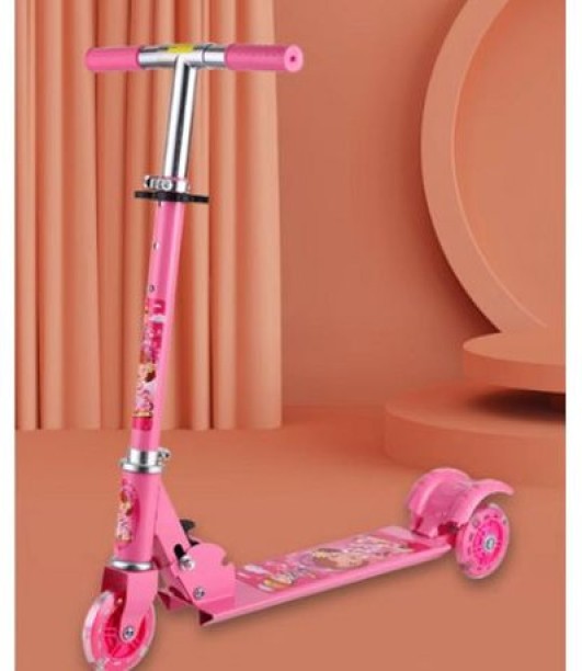 SA TRADE Adjustable Foldable Kick Kids Scooter With 3 PVC Light Wheels - Pink Scooters