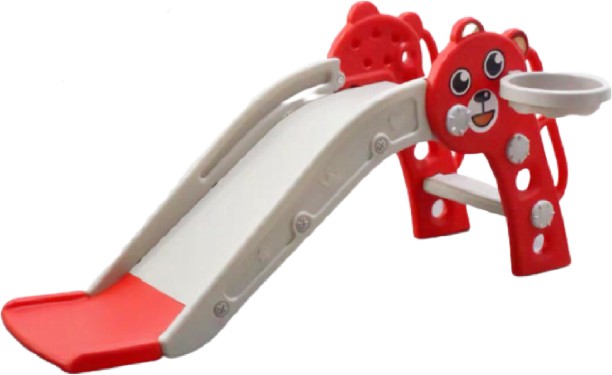 ELCTRO WORLD Children Slide with Bear Face - Red Swings & Slide Combo