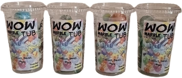 Umlozi WowTub 4 Pack - Marbles Edition & Collectors Pen End Sqwishland Toy - 220g Sandbox