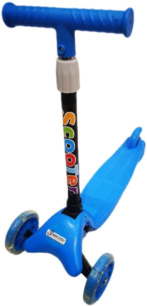 Umlozi Kids T-Bar Scooter- with Brake and Light Up Wheels - Blue Scooters