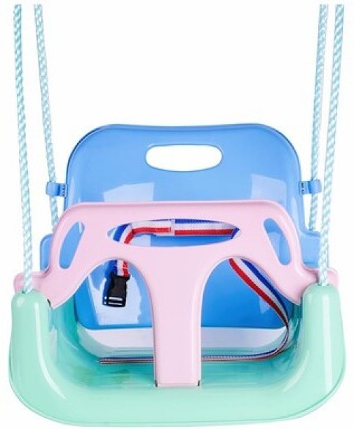 PLAYFREE 3 in 1 Baby Toddler Swing Seat with Rope - Mint Pink Blue - All Ages Swings