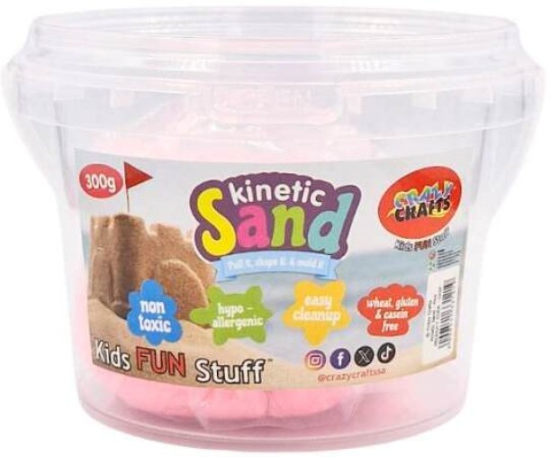 Crazy Craft Kinetic Sand- Pink 300g Clay Art & Moulding Art and Craft Kit