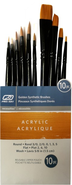 Pro-Art 10pc Golden Acrylic Brush Set