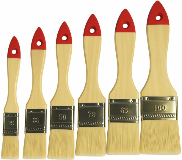 Investify Brush Set Paint And Varnish Red Tip Wooden Handle – 6 Piece