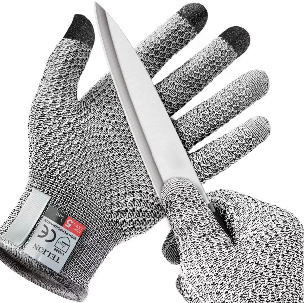 Fariedl 5-level cut-resistant touch screen resistant gloves, pineapple-pattern glass kitchen food-grade slaughter and fish-cutting resistant gloves Reusable Paint Glove