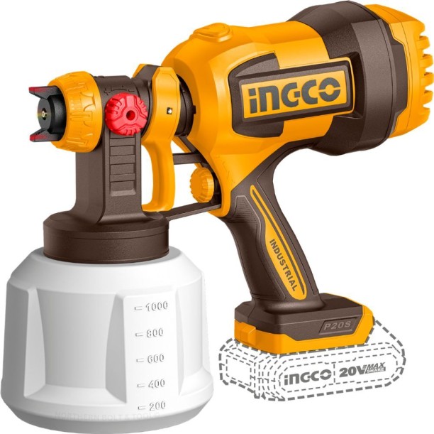 Ingco Cordless Spray Gun 1L 20V Electric Fan Sprayer