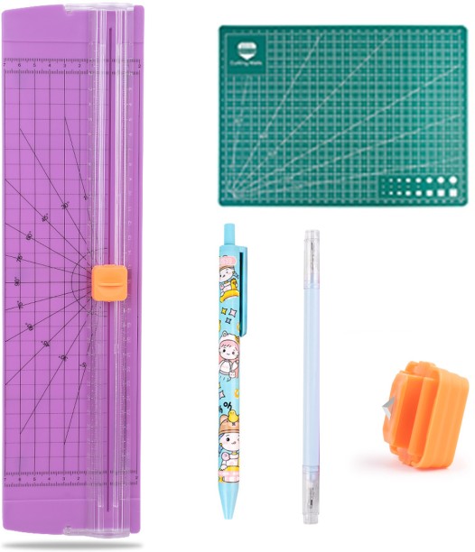uuname A4 Paper Trimmer Paper Cutter Plus 1 Knife Pen 1 Double Head Pen 1 Blade 1 A4 Cutting Mat-810A4-Purple Hand-held Paper Cutter