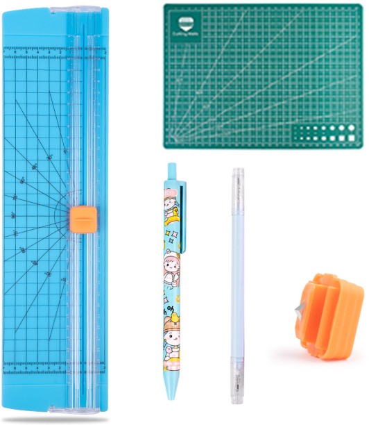 uuname A4 Paper Trimmer Paper Cutter Plus 1 Knife Pen 1 Double Head Pen 1 Blade 1 A4 Cutting Mat-810A4-Blue Hand-held Paper Cutter