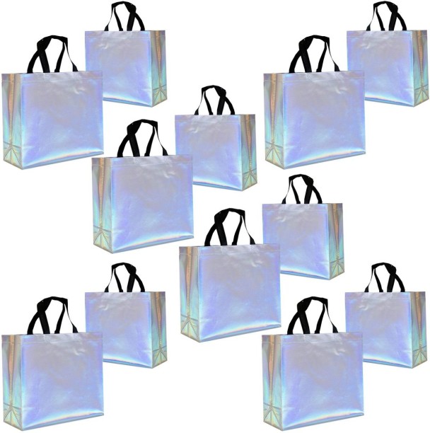 Cart In Mart 12 Pack Iridescent Large Party Gift Bags with Handles GIFT BAGS Solid Plastic Party Bag