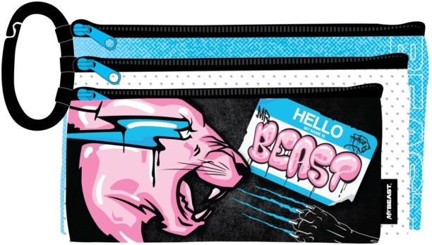 Mr Beast Pencil Case 3 Compartment with Handle Pencil Box