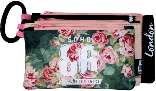 Butterfly Pencil Case 3 Compartment Pencil Box