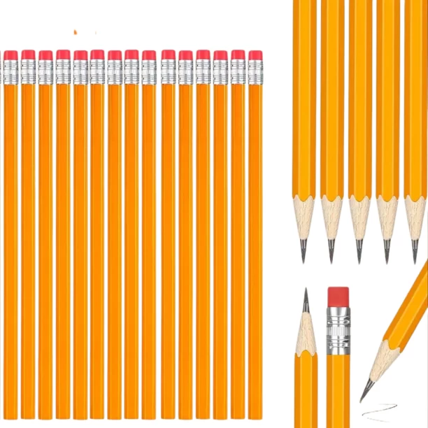 Valenna Yellow HB Pencils with Rubber Tip Hexagonal Daisy