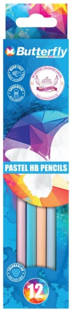 Butterfly Pastel HB Pencils With Eraser Wood-Free Triangular