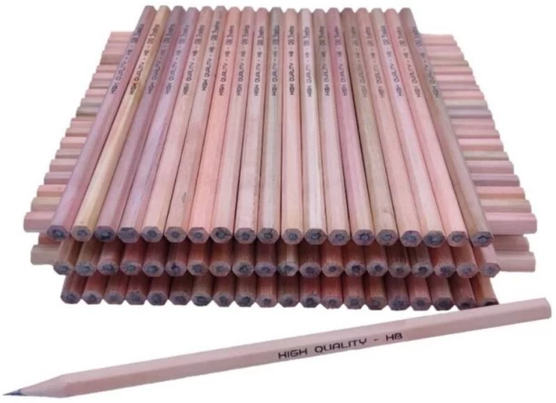 OQ Trading 100 piece HB Pencils - Natural Hardwood Hexagonal