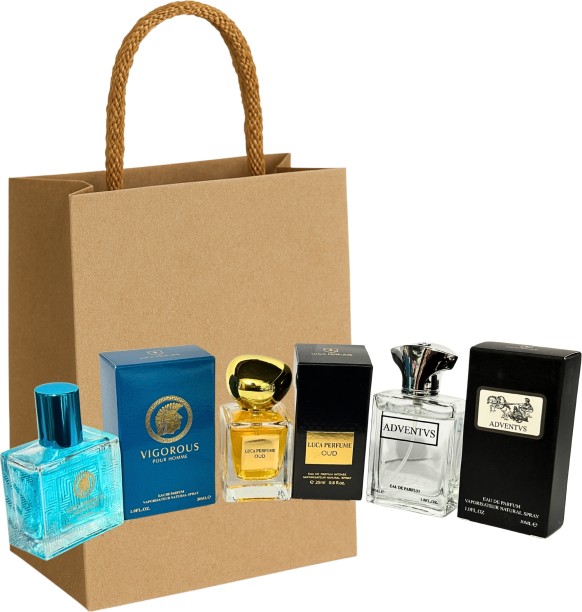 Luca Perfume Luca Oud - Adventvs - Vigorous | 3 Perfume Set for Men & Gift Bag COMBO - 3x30ml Eau de Parfum  -  Woody for Men