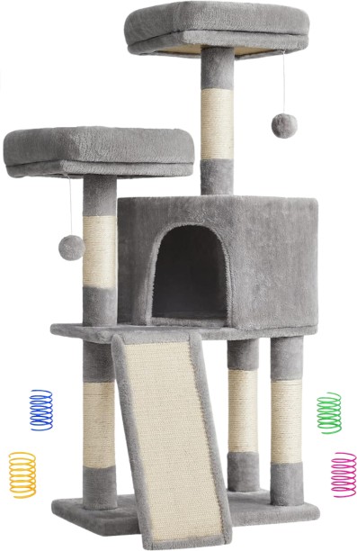 Shopnmore Cat Tower, Cat Tree for Indoor Cats With Scratching Post, 4 Cat Spiral Toys M Pet Bed