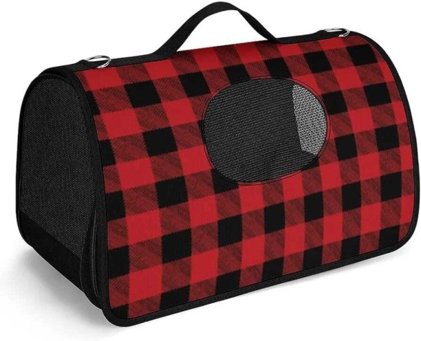 LM Pets Red Buffalo Plaited Durable Pet Carrier L Pet Bed