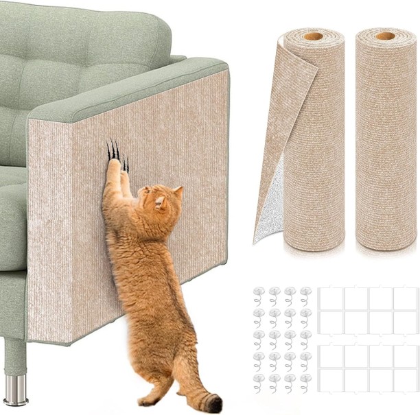 Shopnmore Self-Adhesive Mats, Trimmable DIY Cat Scratcher Pads - 2 Piece L Pet Bed
