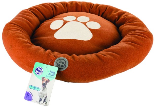 Pet Mall Fleece Round Pet Bed 59cm Diameter - Brown & White M Pet Bed