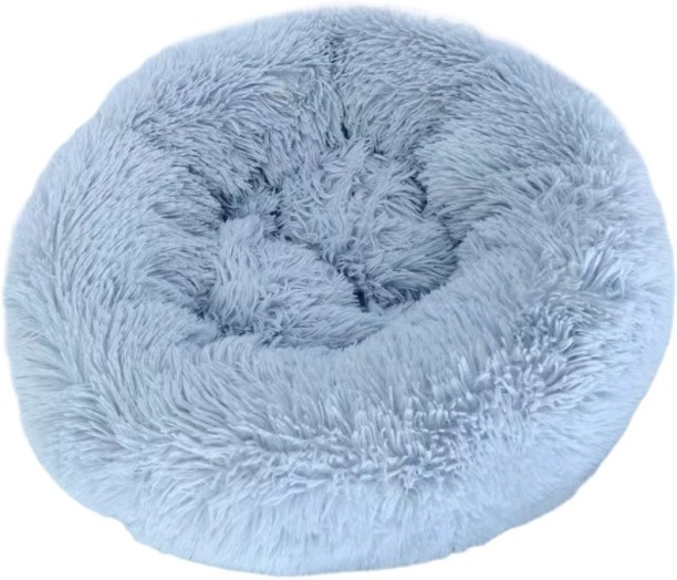 Lena Pet Calming Bed for Dogs Cats with Fluffy Plush Faux Fur - Grey M Pet Bed